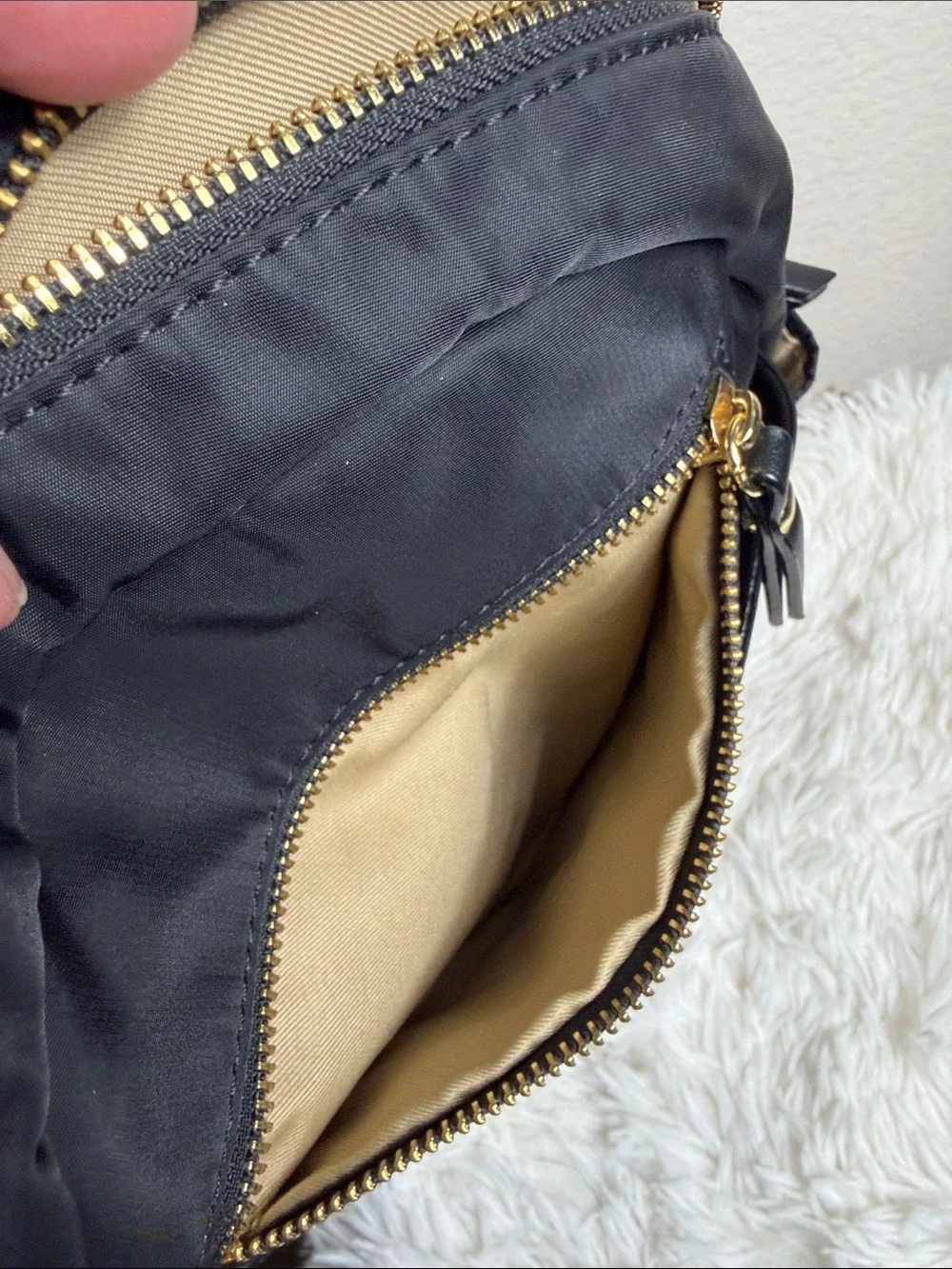 Allancia Black Nylon Backpack with Gold Hardware and Trolley Sleeve NWOT